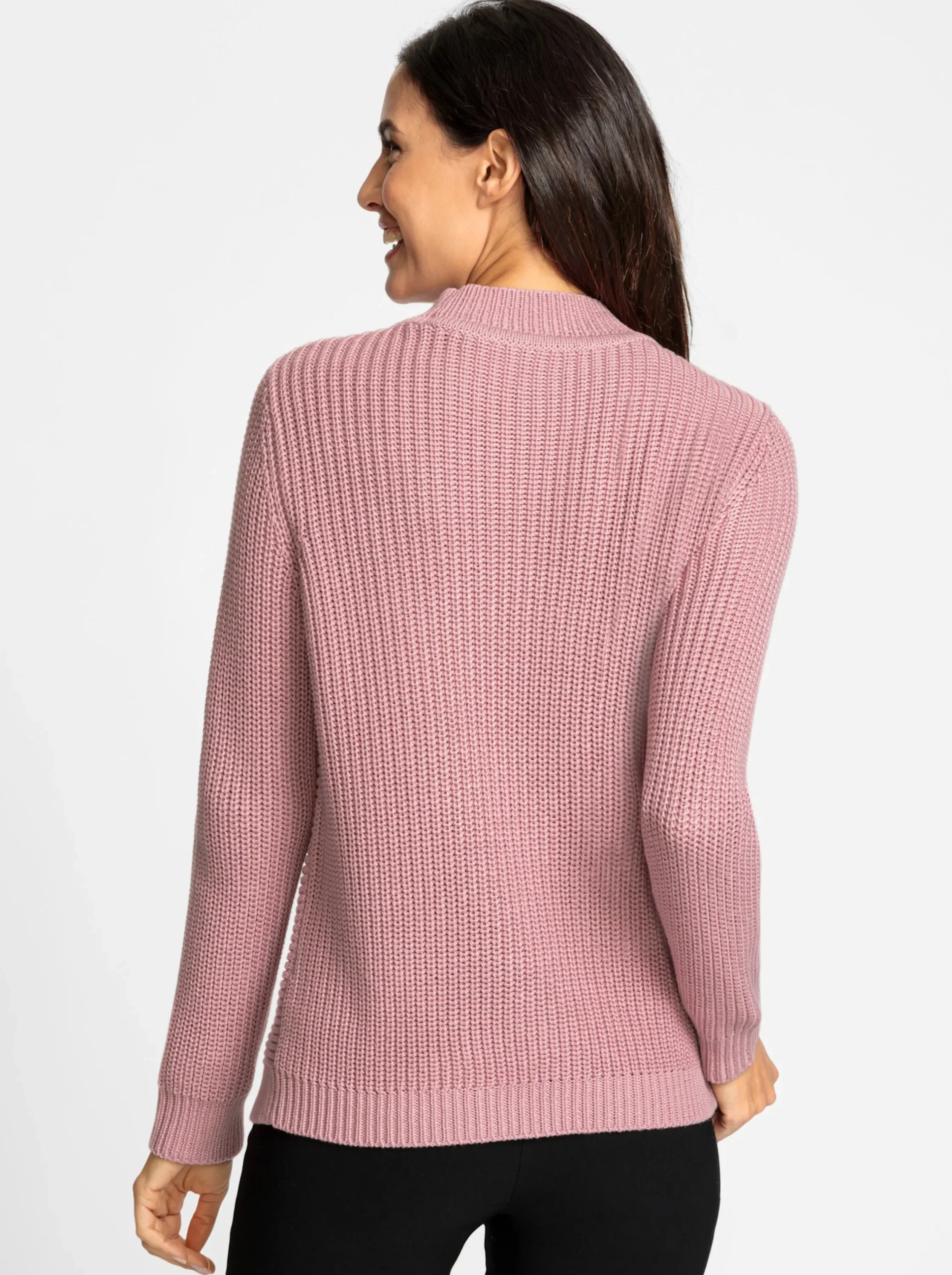 Pullover| Langarm-Pullover aus weichem Grobstrick hortensie