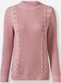 Pullover| Langarm-Pullover aus weichem Grobstrick hortensie