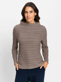 Pullover| Langarm-Pullover aus weicher Baumwolle taupe