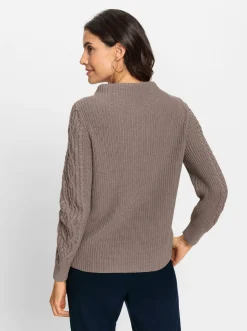 Pullover| Langarm-Pullover aus weicher Baumwolle taupe