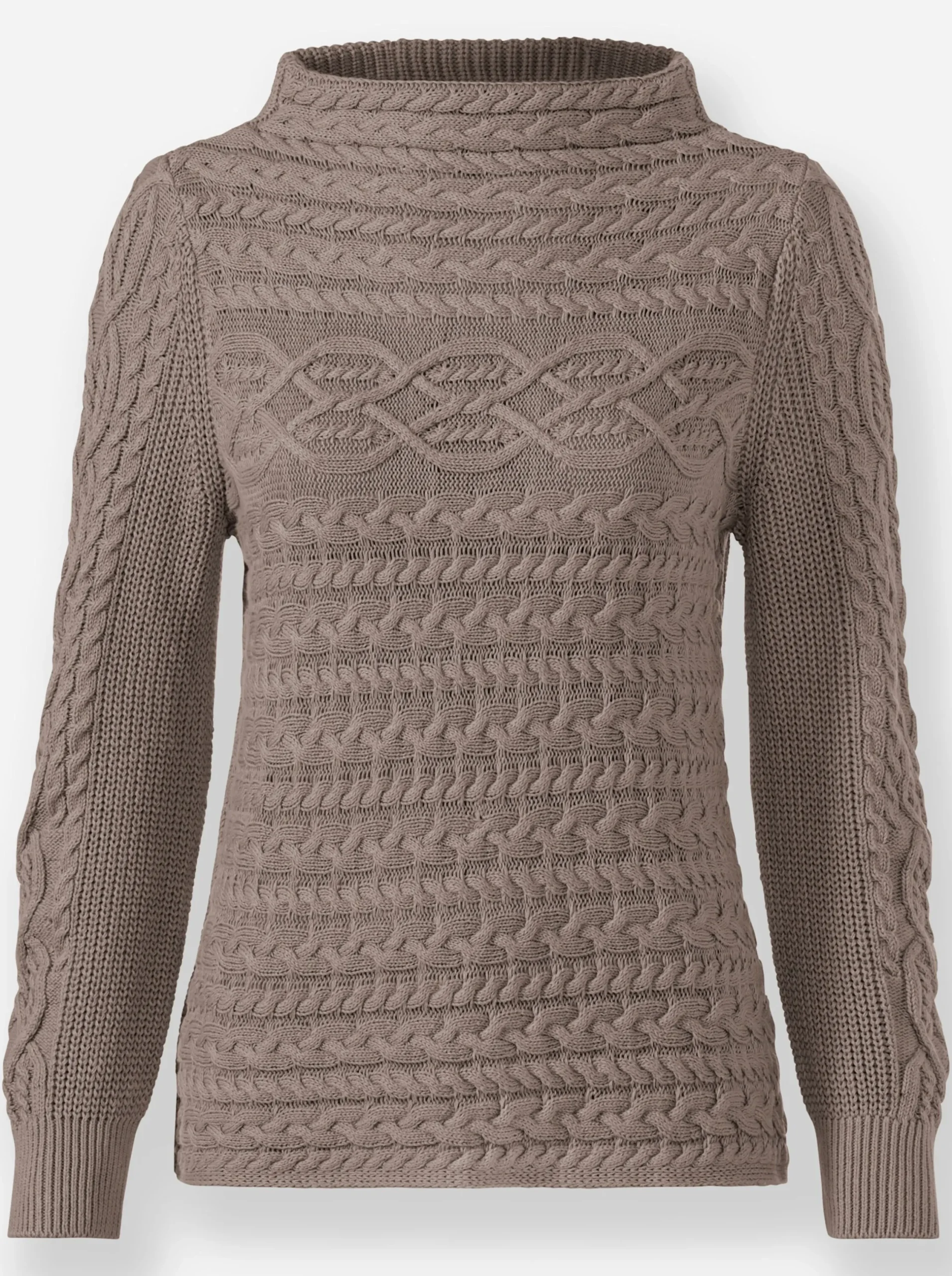 Pullover| Langarm-Pullover aus weicher Baumwolle taupe