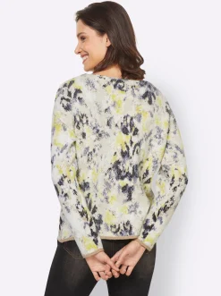 Pullover|heine Langarm-Pullover im weichen Material-Mix beige-taubenblau-gemustert