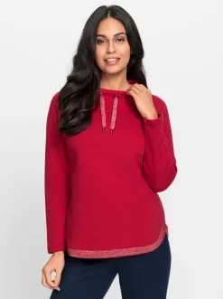 Pullover|Shirts| Langarm-Pullover in weich angerauter Qualität rot