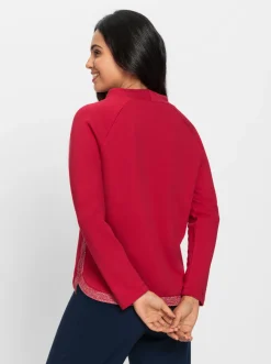 Pullover|Shirts| Langarm-Pullover in weich angerauter Qualität rot