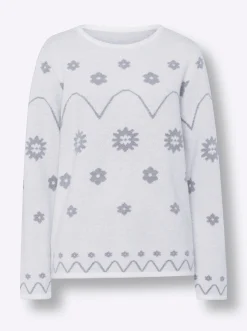 Pullover|heine Langarm-Pullover mit Jacquard-Dessin champagner-steingrau-gemustert