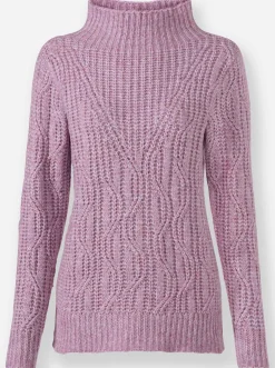 Pullover| Langarm-Pullover mit Kelchkragen orchidee-meliert