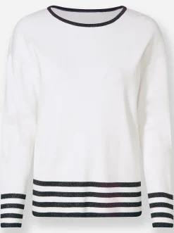 Pullover|heine Langarm-Pullover mit Kontraststreifen ecru