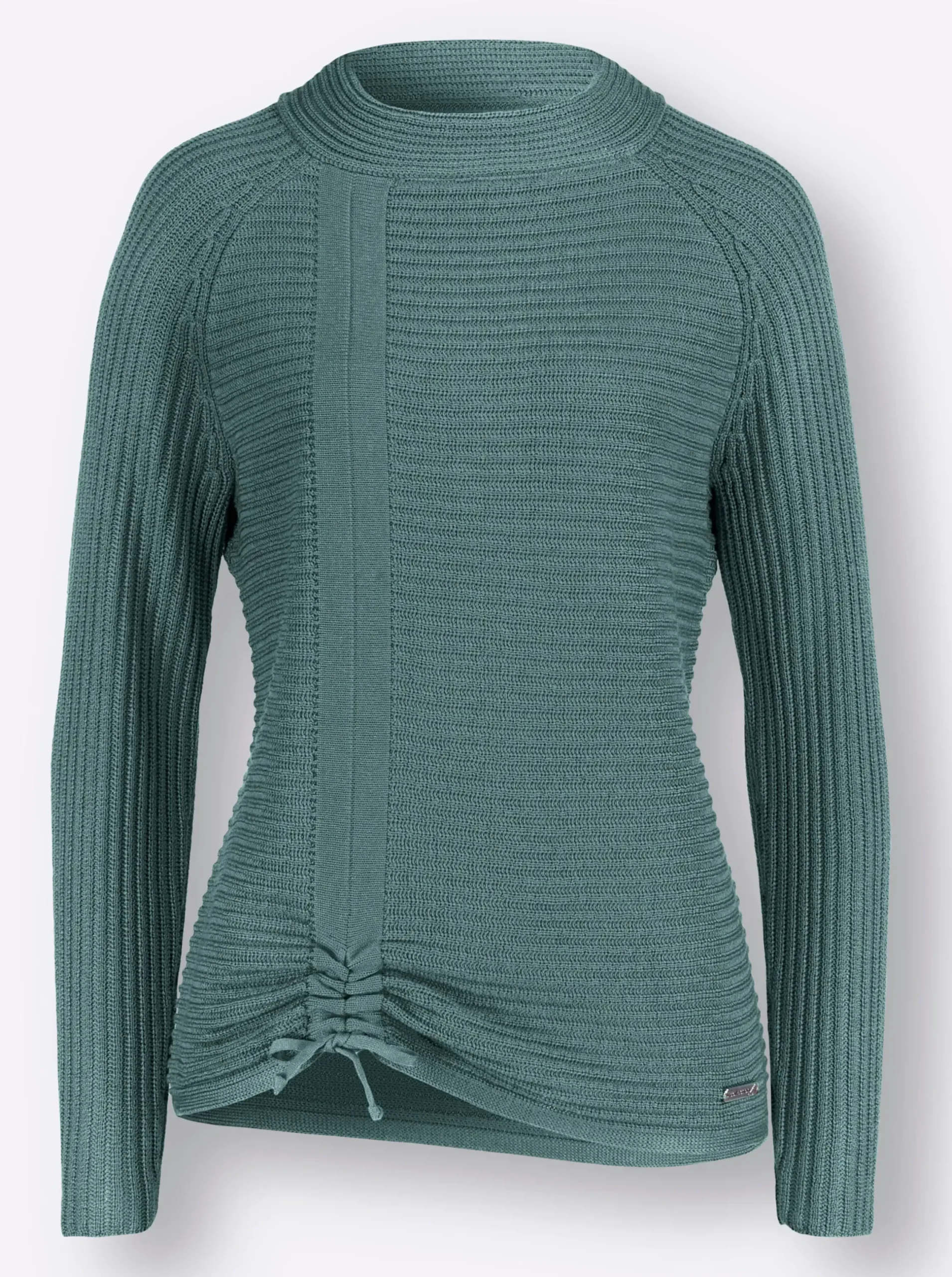 Pullover| Langarm-Pullover mit Raffung am Saum jade