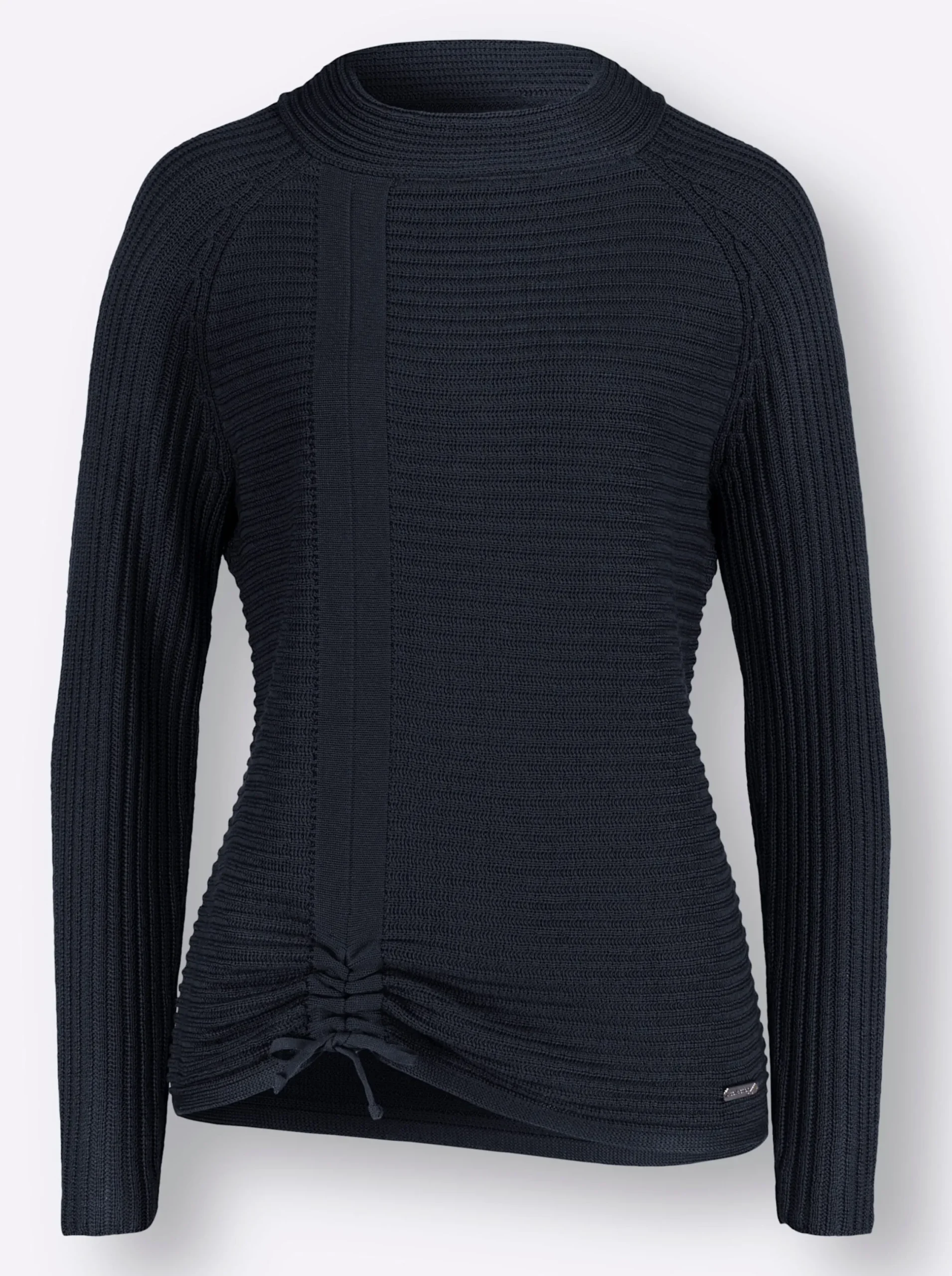Pullover| Langarm-Pullover mit Raffung am Saum marine
