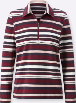 Shirts| Langarmshirt bordeaux-marine-geringelt