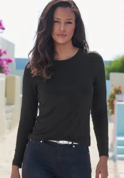 Strandmode|Shirts|LASCANA Langarmshirt schwarz