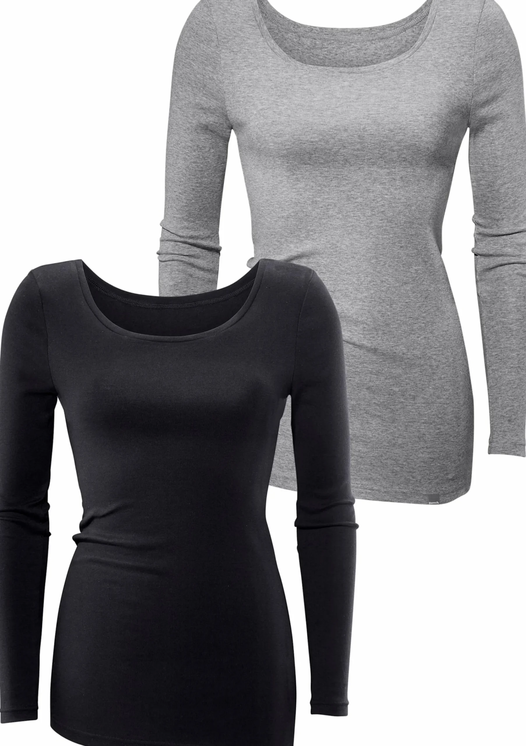 Shirts|Bench. Langarmshirt schwarz,grau-meliert