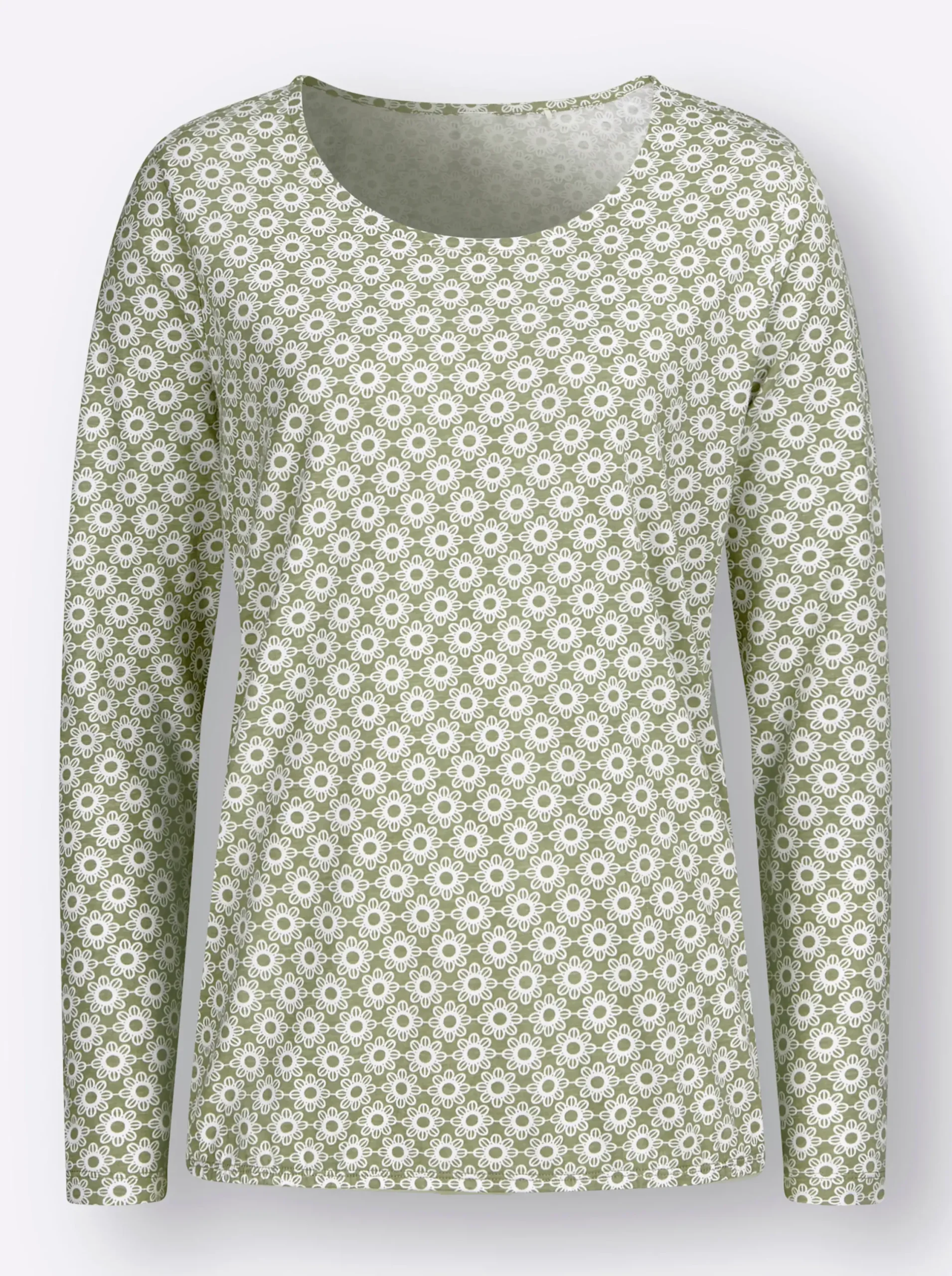 Shirts| Langarmshirt schilf-ecru-bedruckt