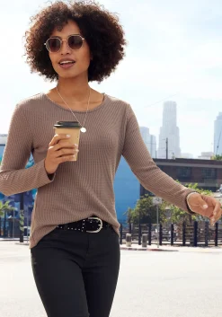 Shirts|LASCANA Langarmshirt mauve,taupe