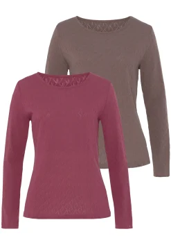 Strandmode|Shirts|Vivance Langarmshirt beere,taupe
