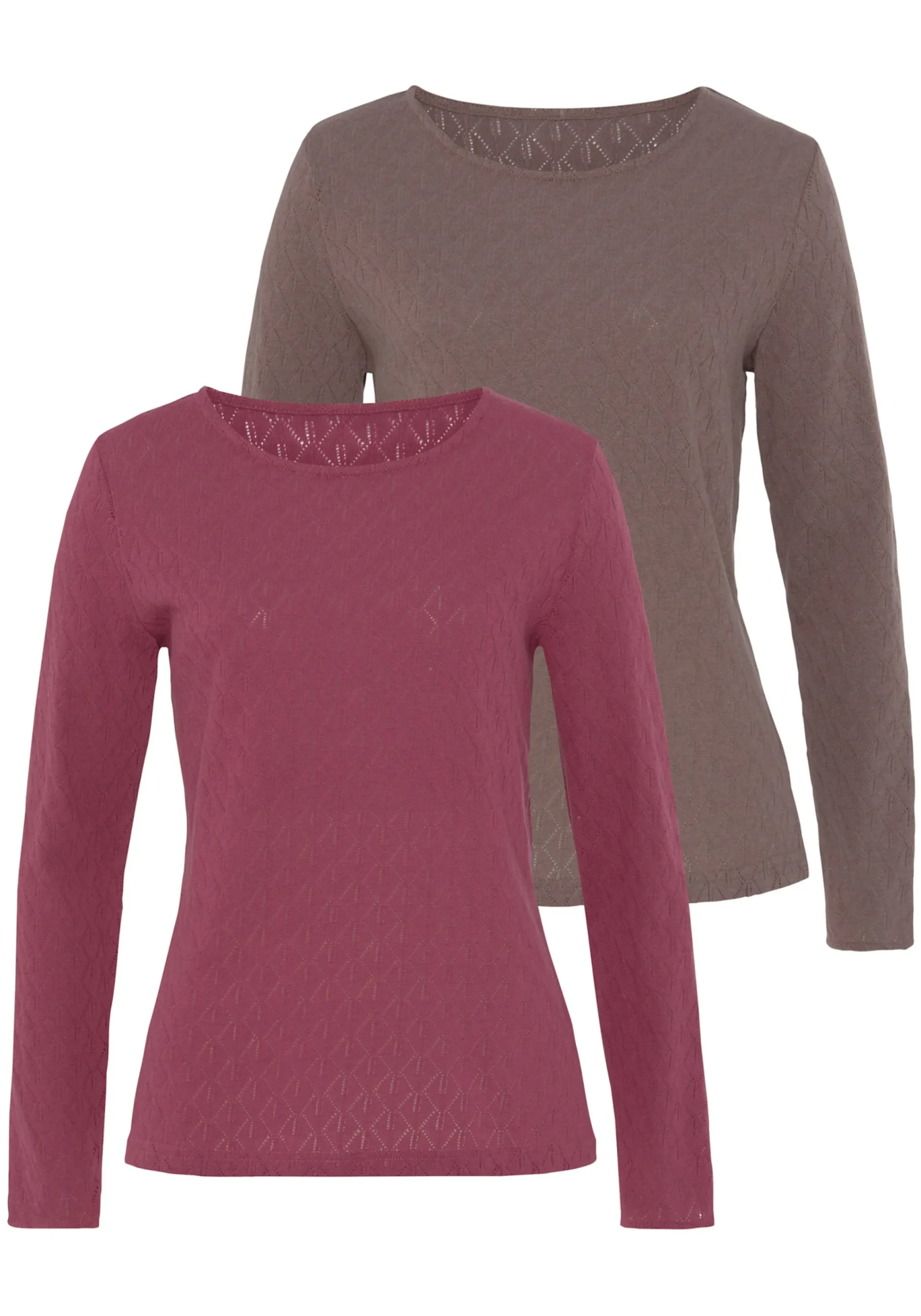 Strandmode|Shirts|Vivance Langarmshirt beere,taupe