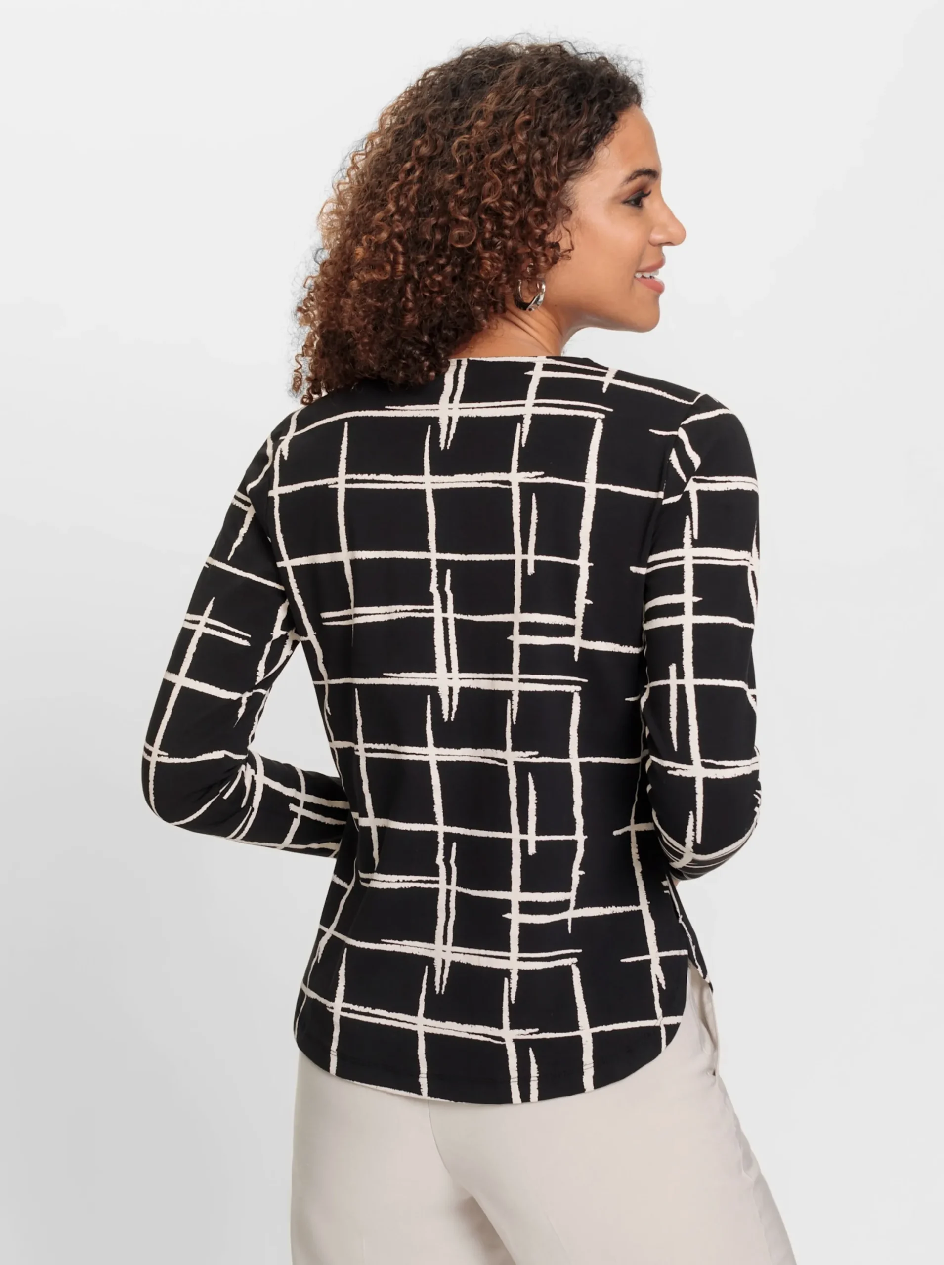 Shirts| Langarmshirt schwarz-ecru