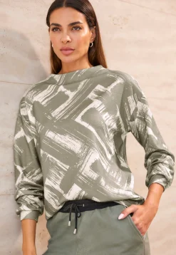 Pullover|heine Langarmshirt khaki-sand-bedruckt