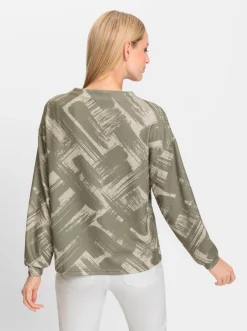 Pullover|heine Langarmshirt khaki-sand-bedruckt