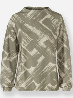 Pullover|heine Langarmshirt khaki-sand-bedruckt