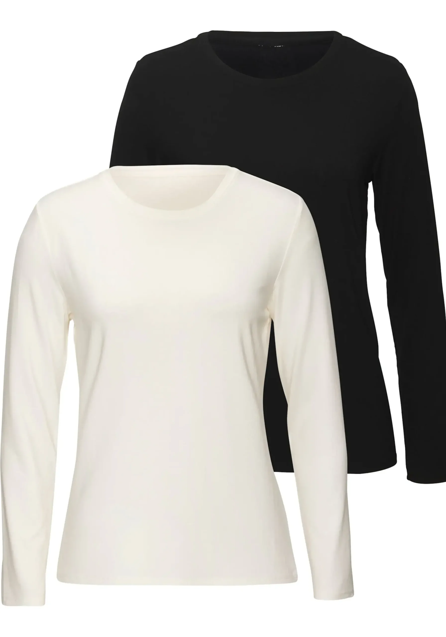 Shirts|LASCANA Langarmshirt creme,schwarz