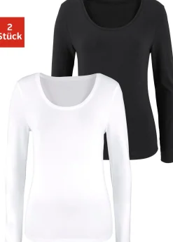 Strandmode|Vivance Langarmshirt schwarz,weiß