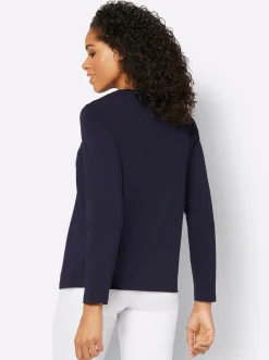 Shirts| Langarmshirt marine-ecru-bedruckt