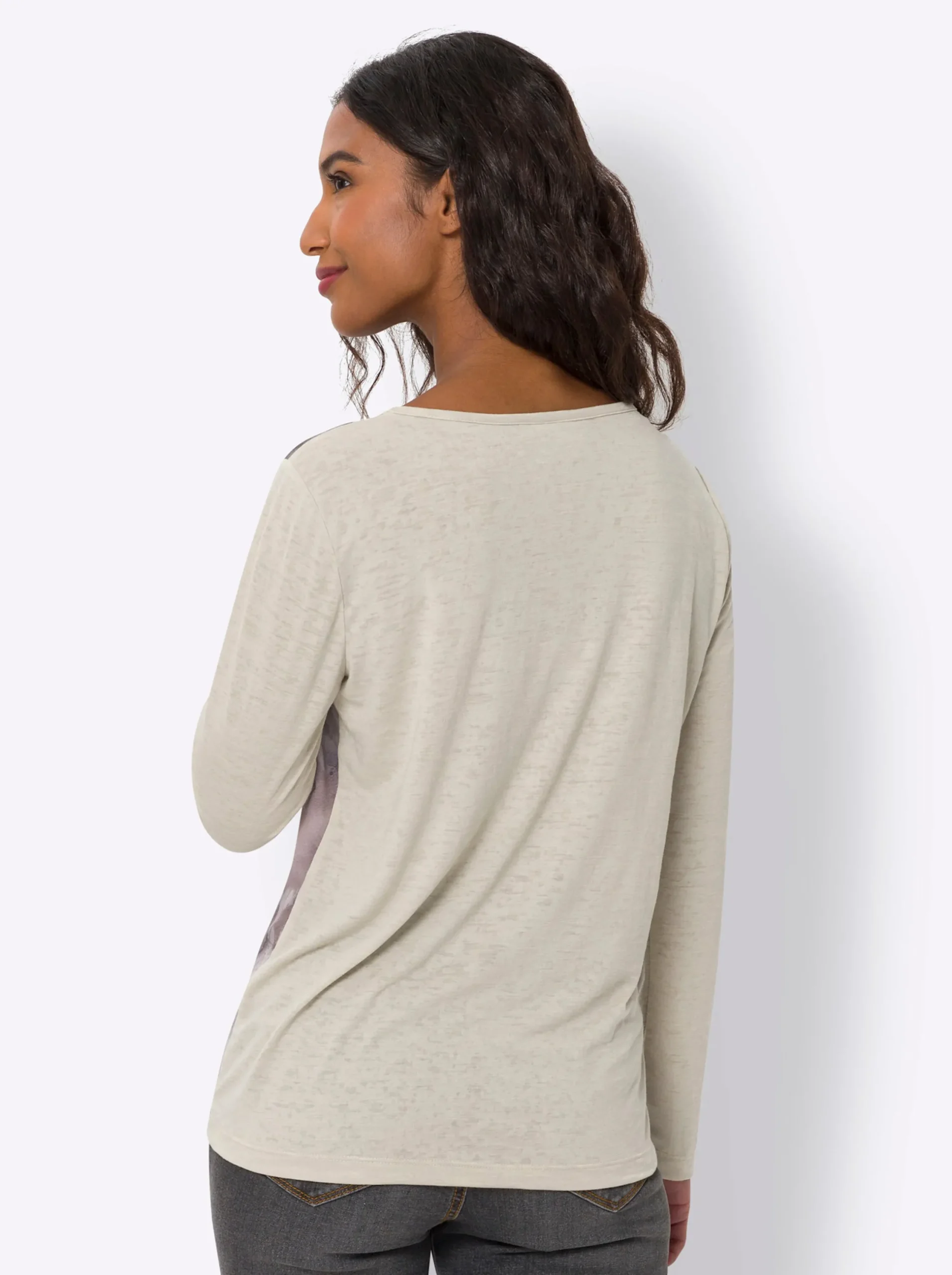 Blusen|heine Langarmshirt im Muster-Mix sand-bedruckt