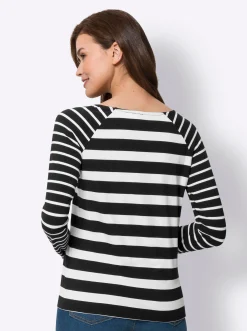Shirts|heine Langarmshirt im Streifendessin schwarz-ecru-gestreift
