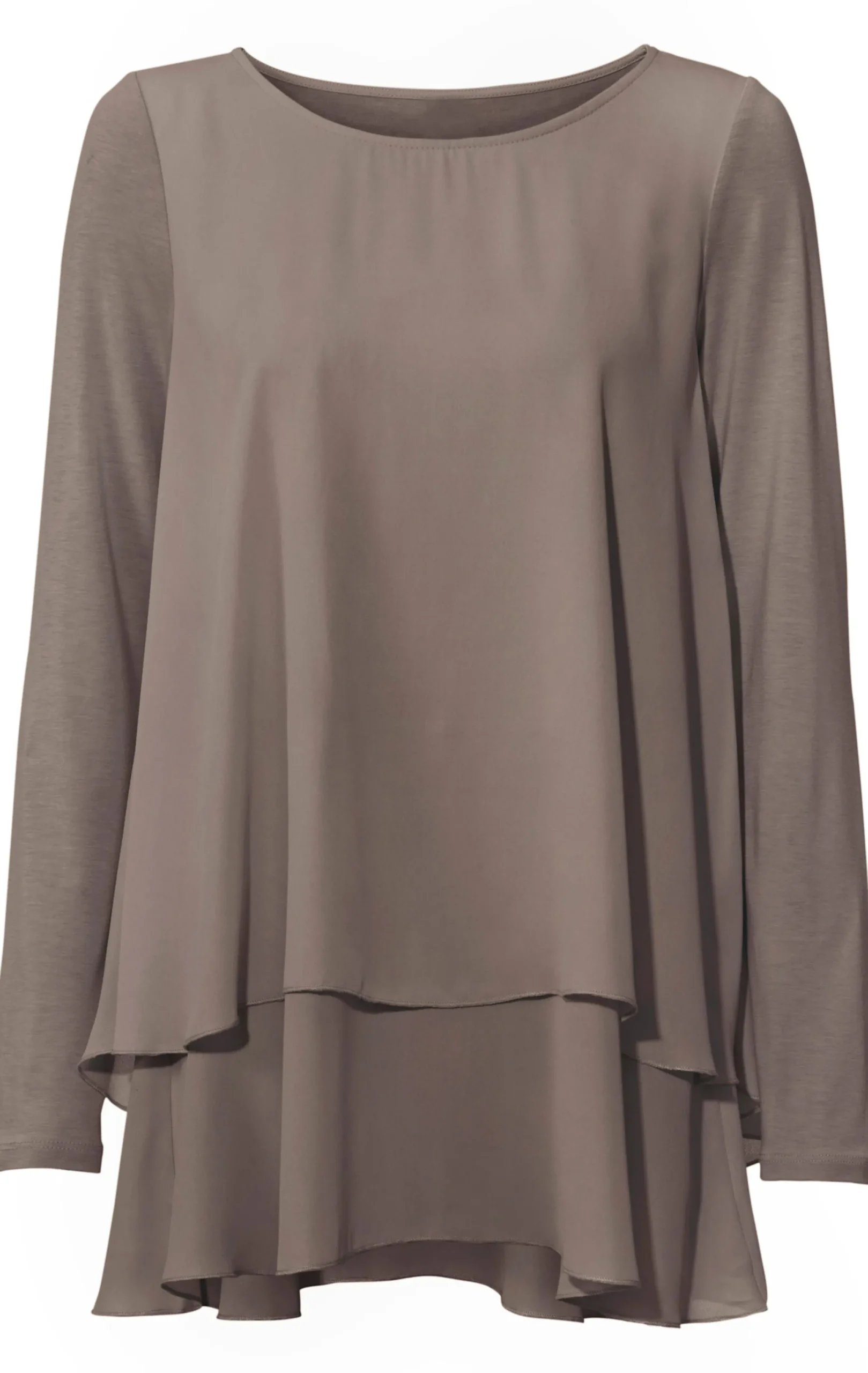 Shirts|heine Langarmshirt in 2-in-1-Optik taupe