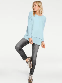 Shirts|heine Langarmshirt in 2-in-1-Optik hellblau
