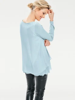Shirts|heine Langarmshirt in 2-in-1-Optik hellblau