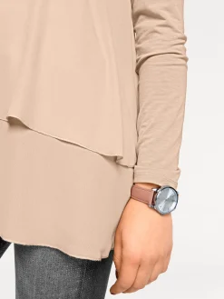 Shirts|heine Langarmshirt in 2-in-1-Optik puder