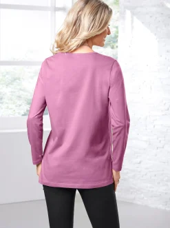 Basics| Langarmshirt in weiter Form rosenholz