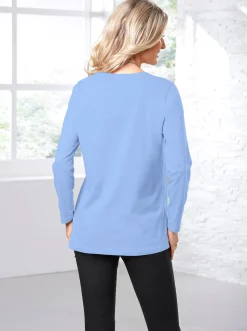 Basics| Langarmshirt in weiter Form hellblau