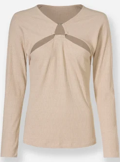 Shirts|heine Langarmshirt mit Cut-out-Elementen elfenbein