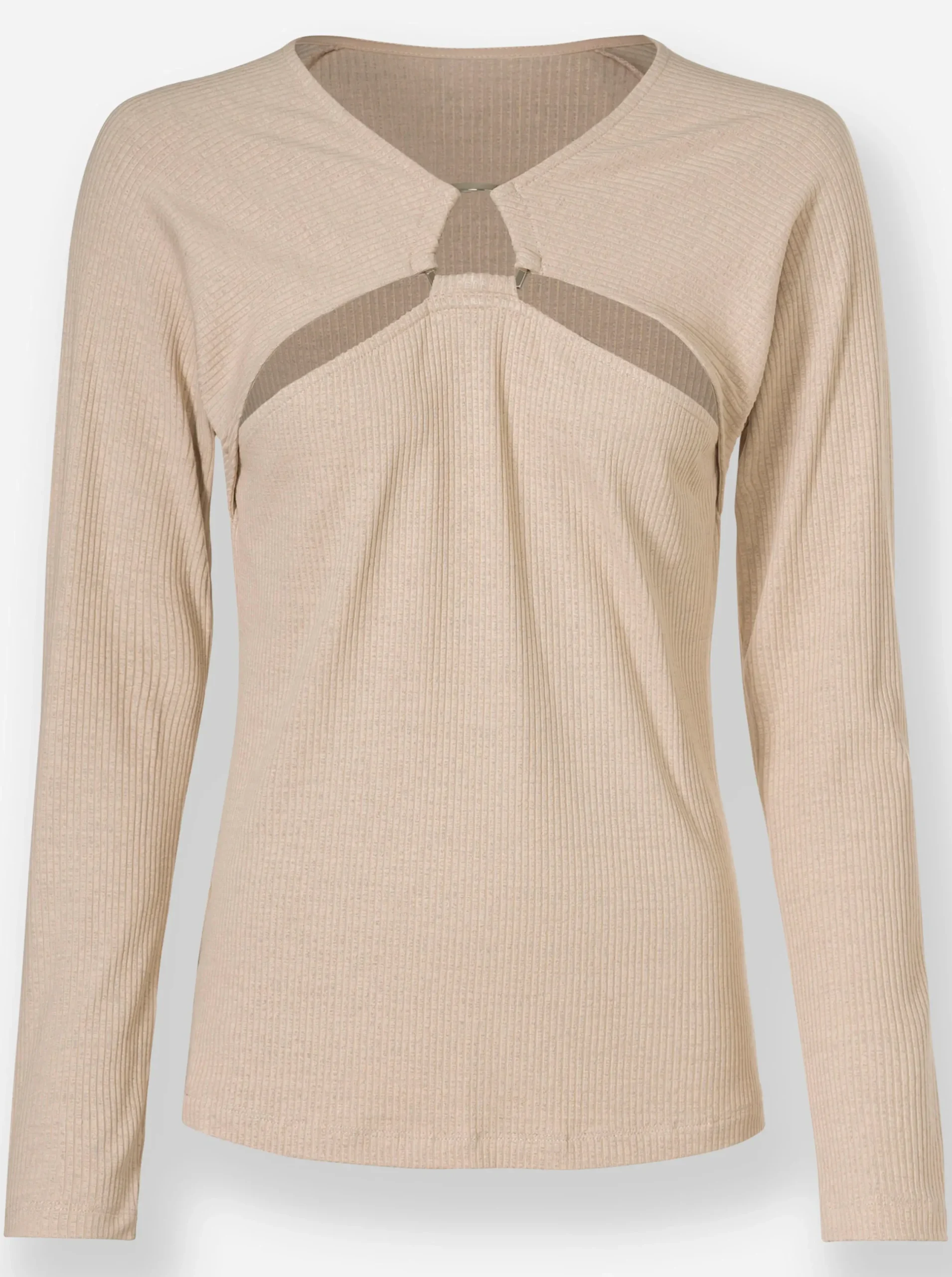 Shirts|heine Langarmshirt mit Cut-out-Elementen elfenbein
