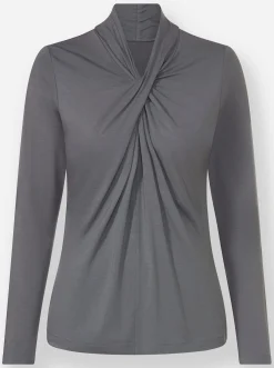 Shirts|heine Langarmshirt mit drapierten Falten anthrazit