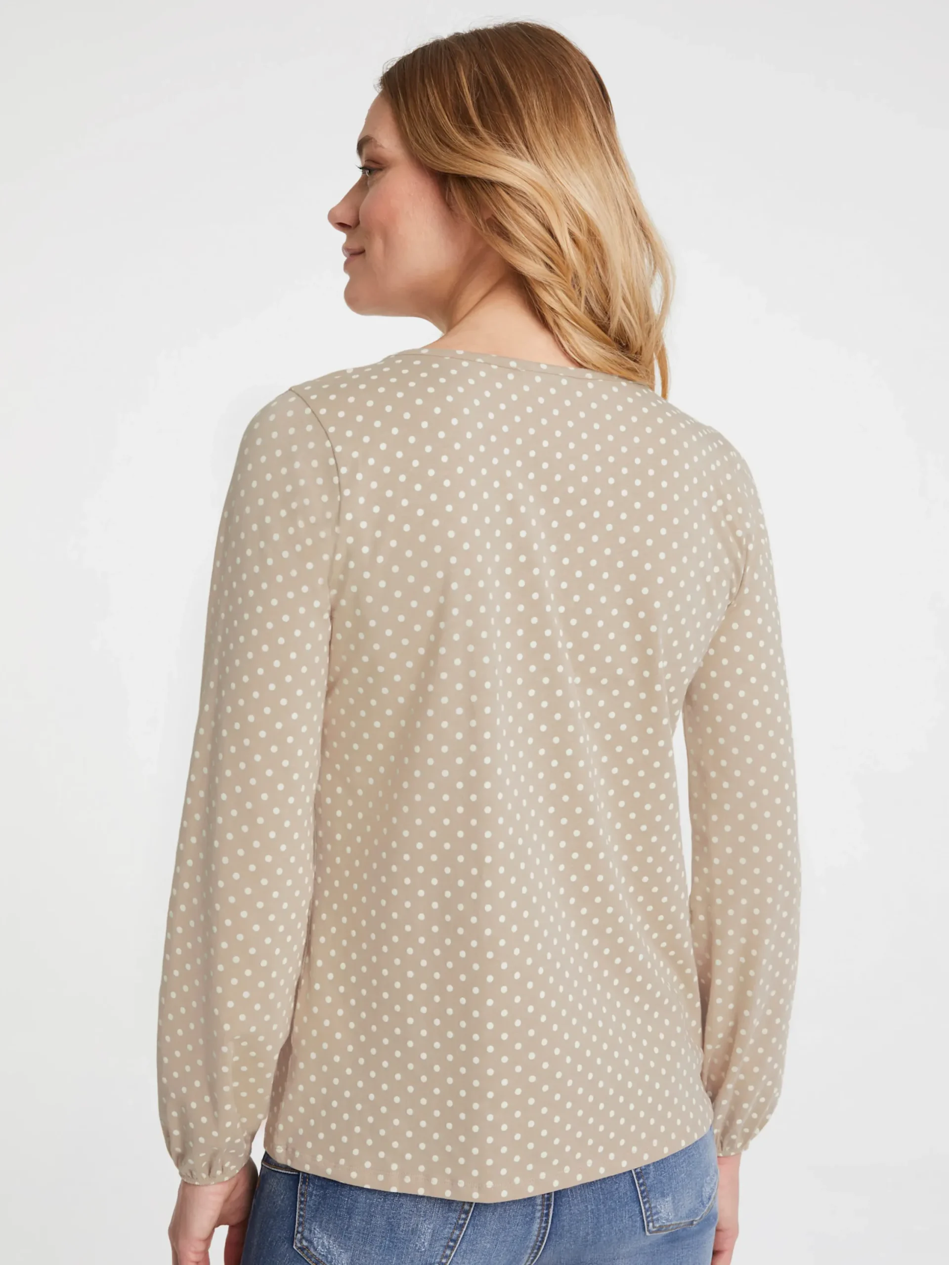 Shirts|heine Langarmshirt mit Gummizug am Ärmel kiesel