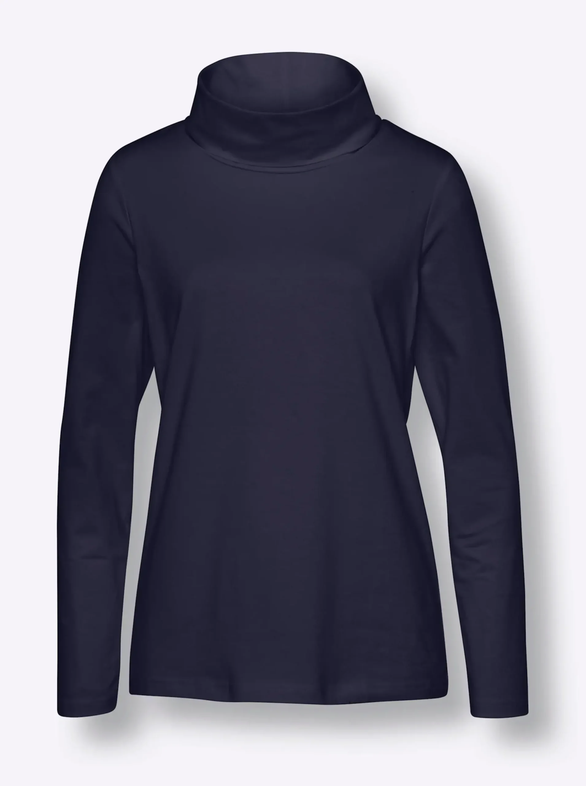 Shirts|heine Langarmshirt mit halsfernem Rollkragen marine
