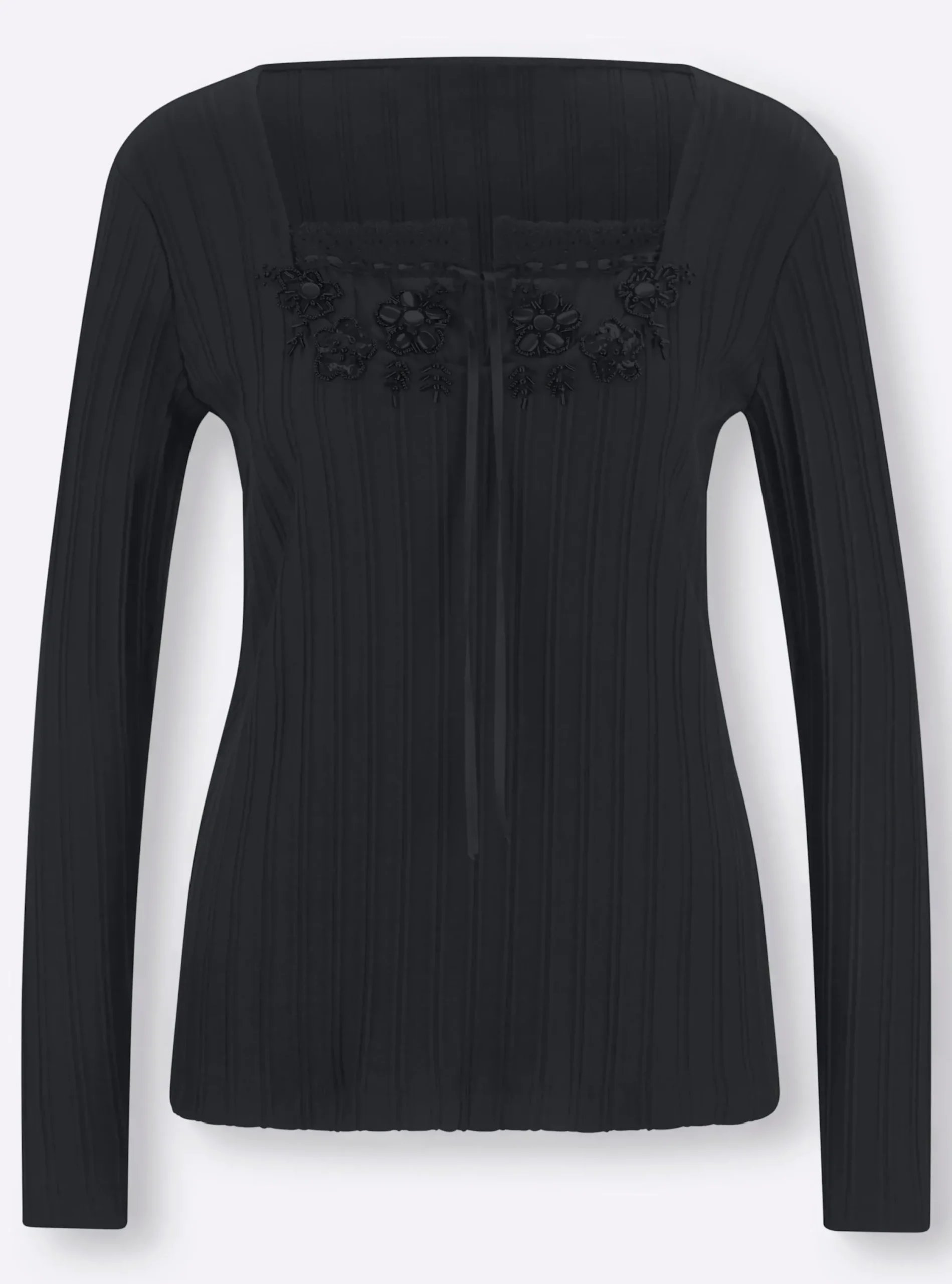 Shirts|heine Langarmshirt mit Häkeleinsatz marine