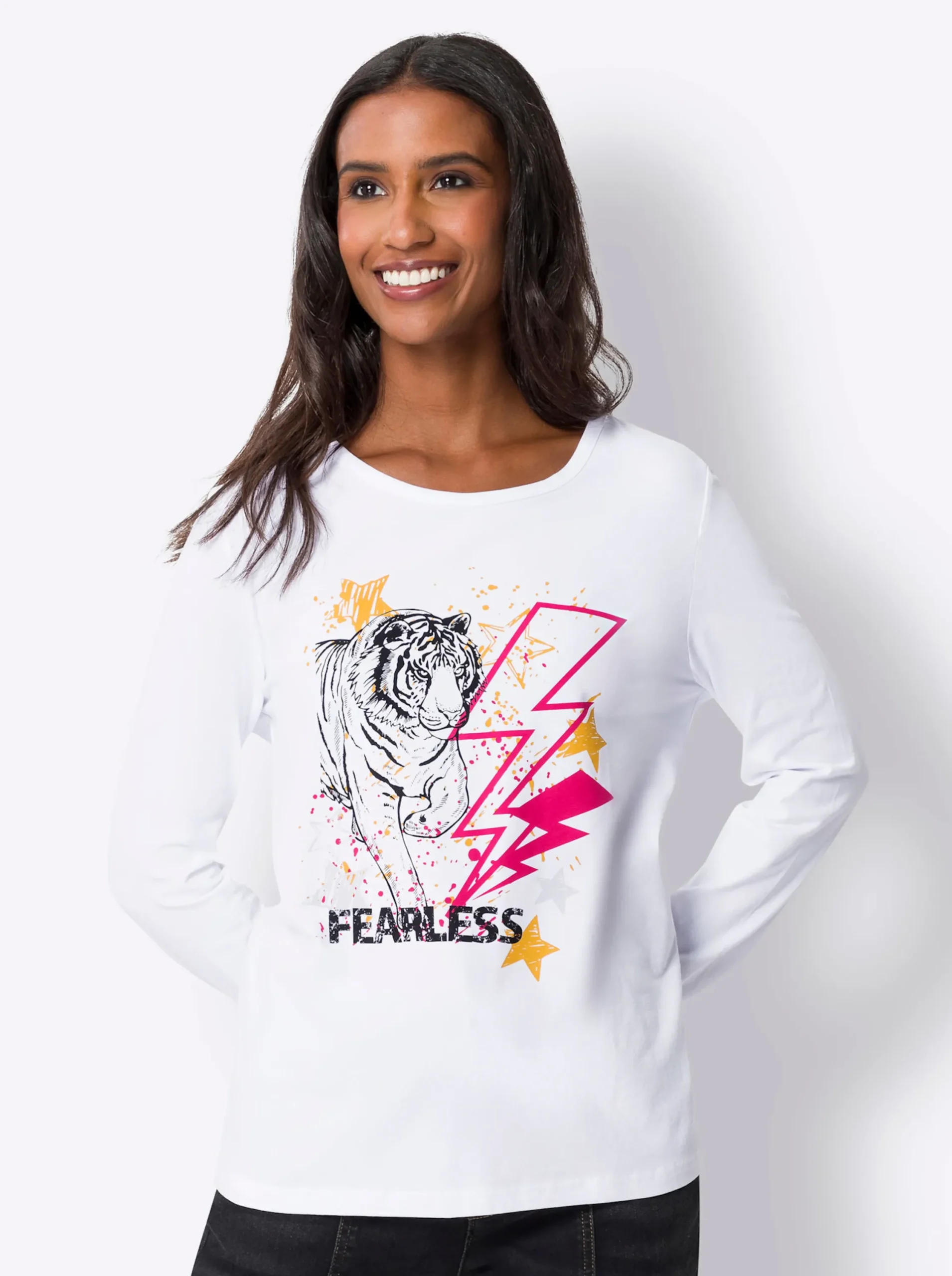 Shirts|heine Langarmshirt mit Lettering weiß
