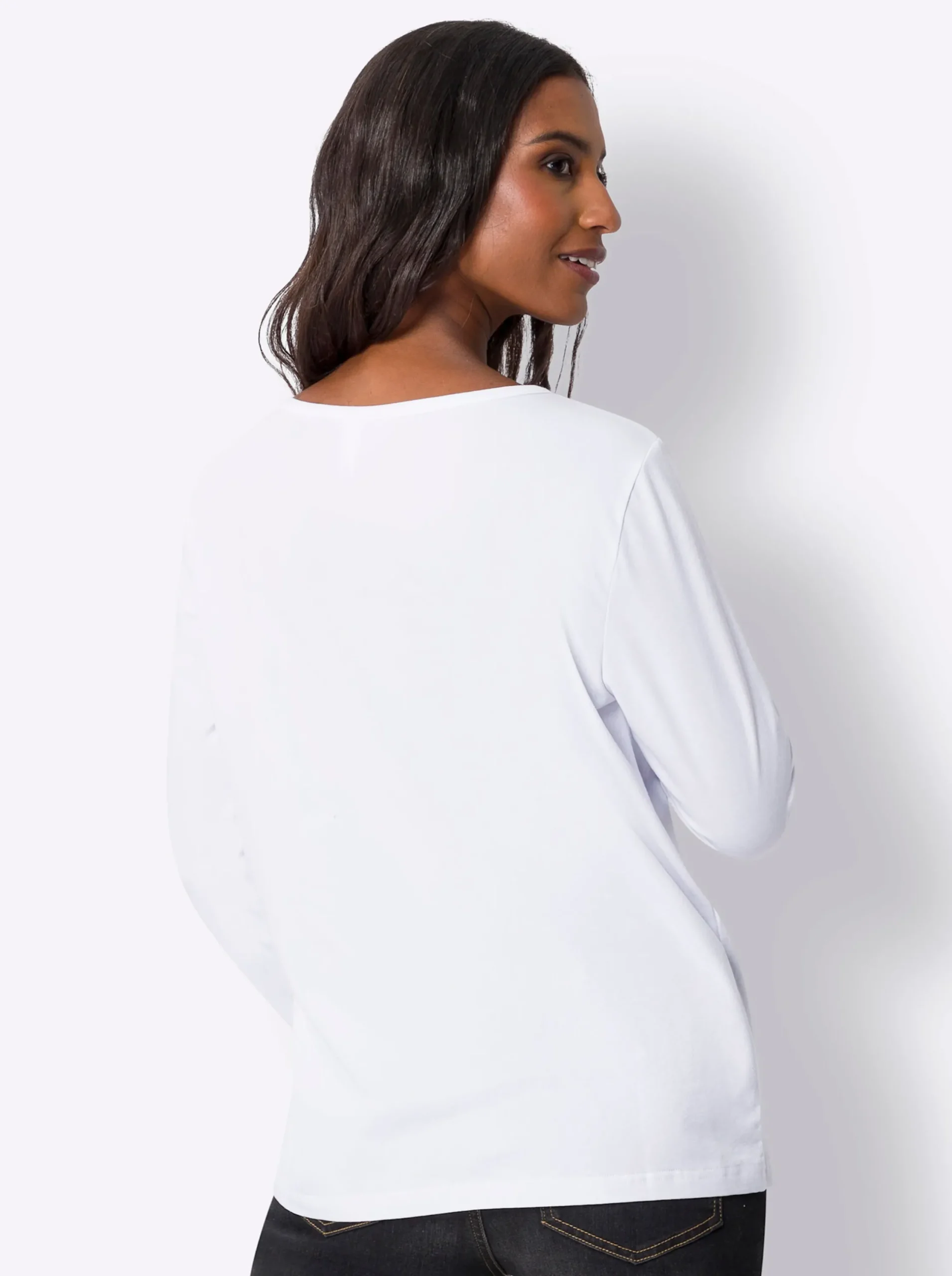Shirts|heine Langarmshirt mit Lettering weiß