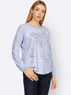 Shirts|heine Langarmshirt mit Metallic-Effekt hellblau