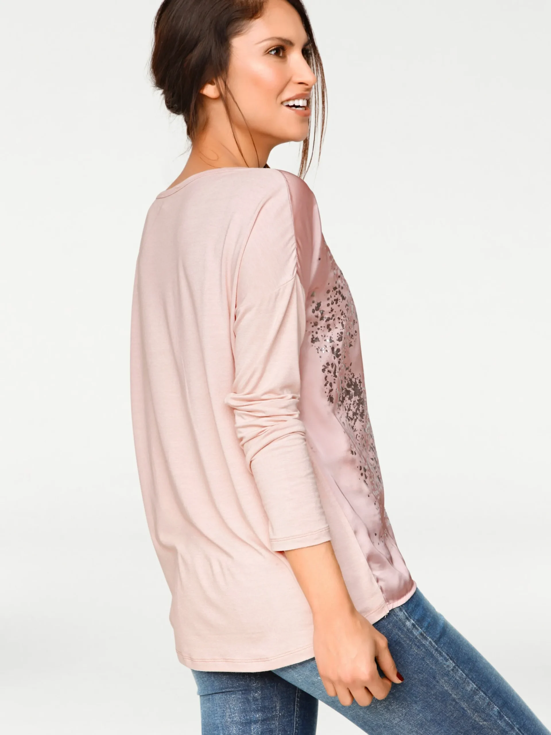 Shirts|heine Langarmshirt mit Metallic-Print rosa