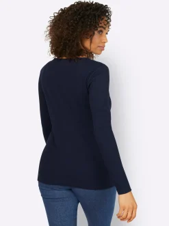 Shirts|heine Langarmshirt mit Ripp-Struktur marine