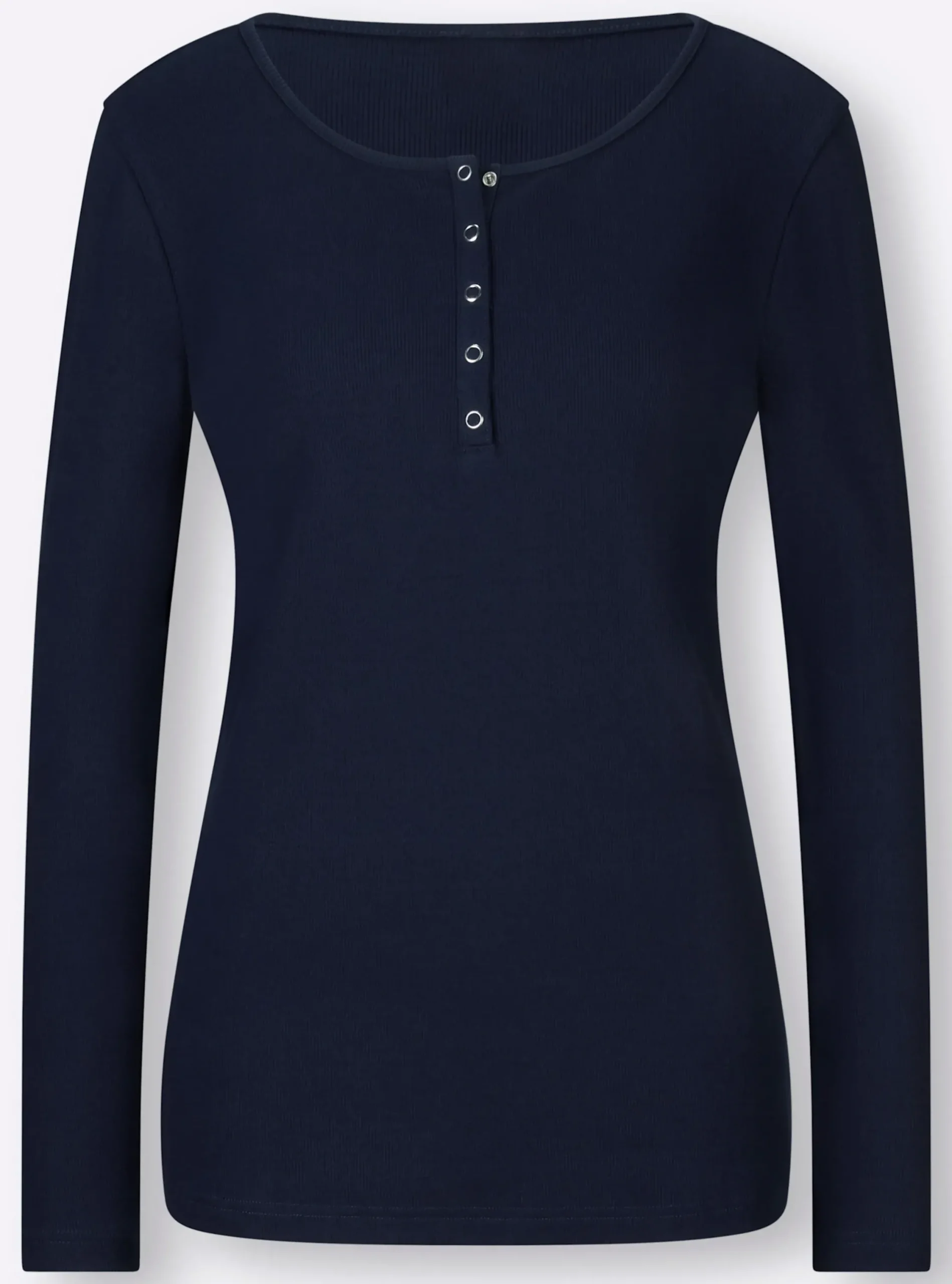 Shirts|heine Langarmshirt mit Ripp-Struktur marine
