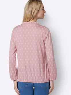 Shirts| Langarmshirt mit Rüschen hortensie-ecru-bedruckt