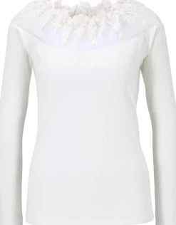 Shirts|heine Langarmshirt mit Spitze offwhite