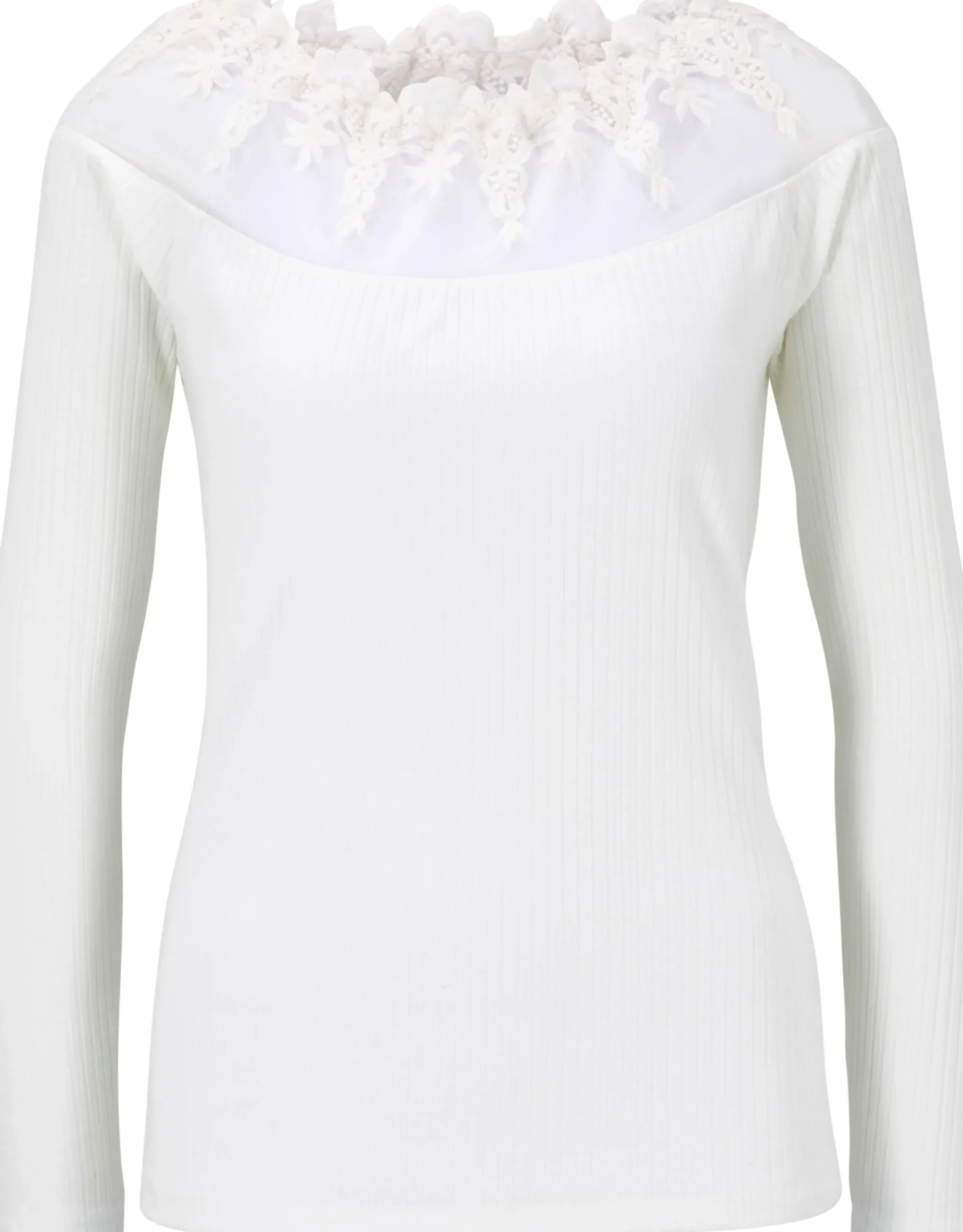 Shirts|heine Langarmshirt mit Spitze offwhite